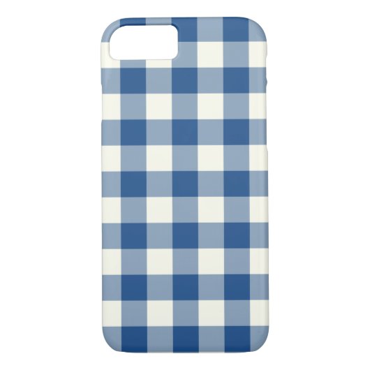 Classic Blue Gingham Pattern iPhone 7 Hoesje (Achterkant)