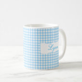 Classic Blue Gingham Personalized Name  Koffiemok (Voorkant rechts)