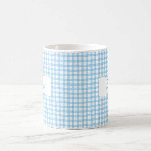 Classic Blue Gingham Personalized Name  Koffiemok (Center)