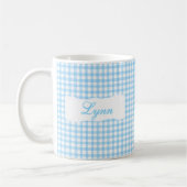 Classic Blue Gingham Personalized Name  Koffiemok (Links)