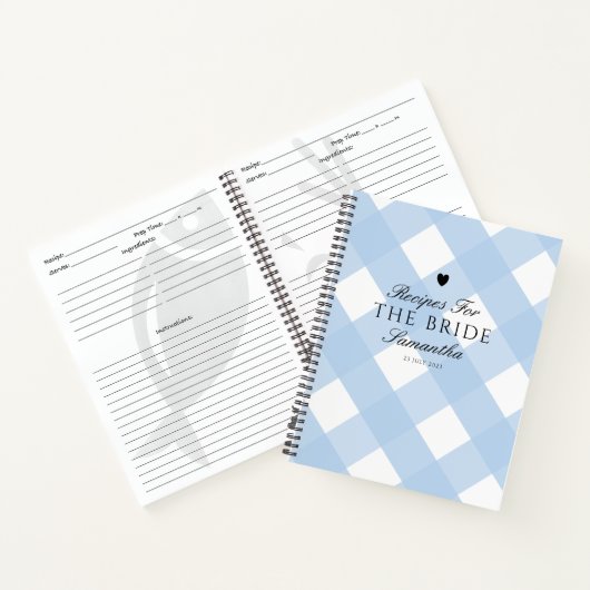 Classic Blue Gingham Vrijgezellenfeest Cadeaurecep Notitieboek (Binnen)