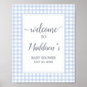 Classic Blue Gingham Welkom Poster (Voorkant)