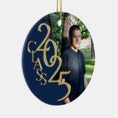 Classic Blue Gold 2025 Afstuderen Foto Keramisch Ornament (Rechts)