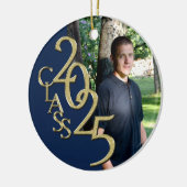 Classic Blue Gold 2025 Afstuderen Foto Keramisch Ornament (Links)