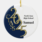 Classic Blue Gold 2025 Afstuderen Foto Keramisch Ornament (Achterkant)