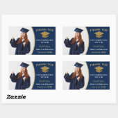 Classic Blue Gold Photo Afstuderen Hartelijk dank Rechthoekige Sticker (Vel)