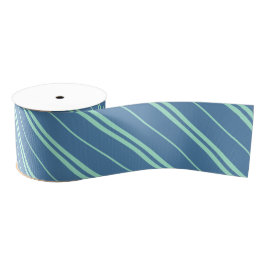 Classic Blue Green School Stripes Pattern Grosgrain Lint