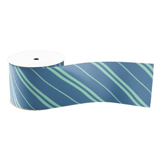 Classic Blue Green School Stripes Pattern Grosgrain Lint (Spoel)