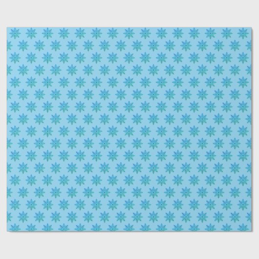 Classic Blue Green Snowflake Pattern on Blue Cadeaupapier (Vlak)