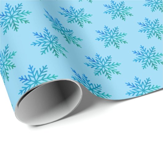 Classic Blue Green Snowflake Pattern on Blue Cadeaupapier (Rol Hoek)