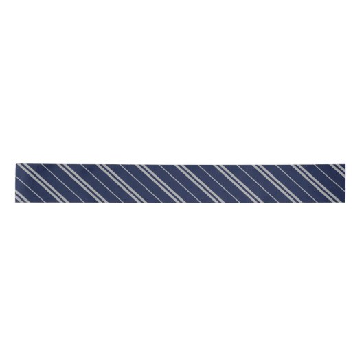 Classic Blue Grey School Stripes Pattern Satijnen Lint (Voorkant)