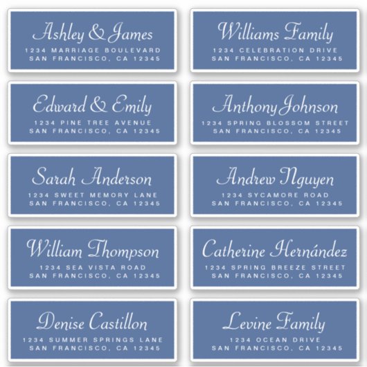 Classic Blue Guest-Adresetiketten voor grafische k Sticker (Voorkant)