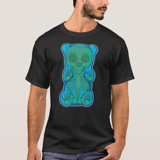 Classic Blue GUMMY BEAR Skeleton Anatomy halloween T-shirt (Voorkant)