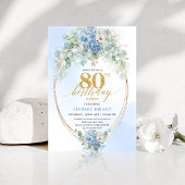 Classic Blue Hydrangea Eucalyptus 80th Birthday Kaart