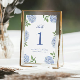 Classic Blue Hydrangea Flower Large Table Number Bedankkaart
