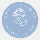 Classic Blue Hydrangea Personalized Wedding Ronde Sticker (Voorkant)