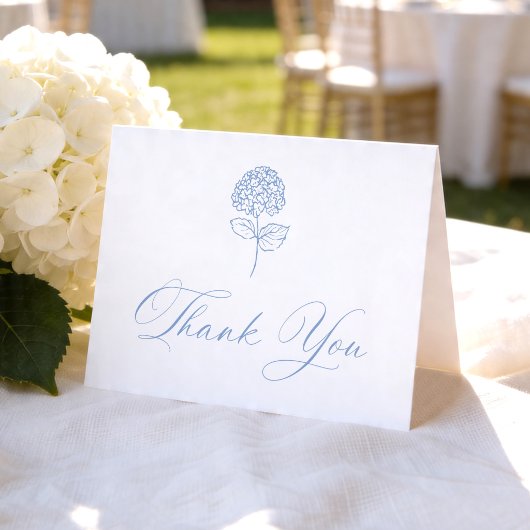 Classic Blue Hydrangea Photo Wedding Bedankkaart