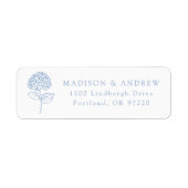 Classic Blue Hydrangea Wedding Return Address Etiket (Voorkant)