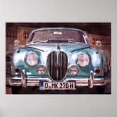 Classic Blue Jaguar Sedan Poster (Voorkant)
