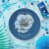 Classic Blue met Giant Blue Poppy Vrijgezellenfees Papieren Bordje (Feest)