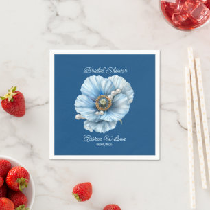 Classic Blue met Giant Blue Poppy Vrijgezellenfees Servet