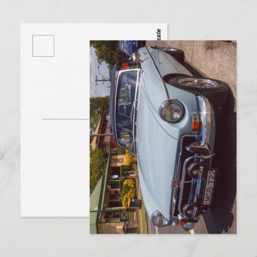 Classic blue MGB roadster sports car. Briefkaart (Voorkant / Achterkant)