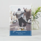 Classic Blue Modern Trendy Afstuderen Kaart (Staand voorkant)