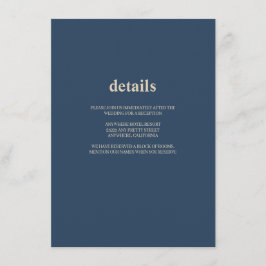 Classic Blue Modern Type Weddenschap Details Informatiekaartje