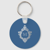 Classic Blue Monogram Initiaal   Crest Sleutelhanger (Achterkant)