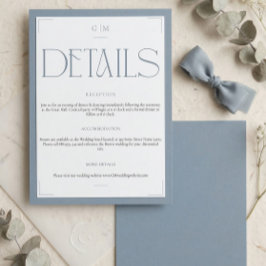 Classic Blue Monogrammed Wedding Information Card Informatiekaartje