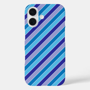 Classic Blue Paars Pajama Stripes Patroon iPhone 16 Hoesje