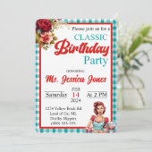 Classic Blue Pinup Uitnodiging voor verjaardagsfee (Staand voorkant)