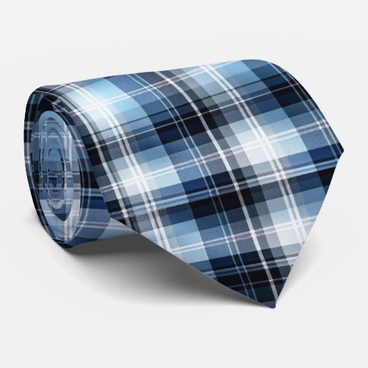 Classic Blue Plaid Pattern – Trendy Tartan Design Stropdas (Opgerold)