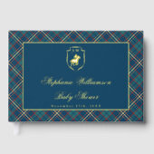 Classic Blue Plaid Polo Equestrian Baby Shower Gastenboek (Voorkant)