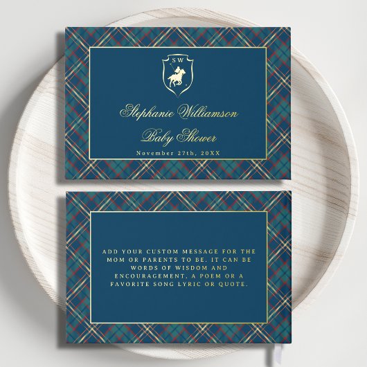 Classic Blue Plaid Polo Equestrian Baby Shower Gastenboek