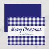Classic Blue Plaid Vrolijk Kerstfeest Briefkaart (Voorkant / Achterkant)