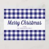 Classic Blue Plaid Vrolijk Kerstfeest Briefkaart (Voorkant)