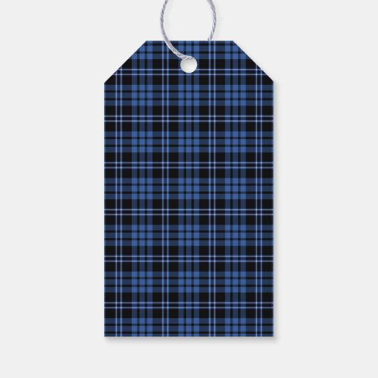 Classic Blue Plaid Vrolijk Kerstfeest Cadeaulabel (Achterkant)