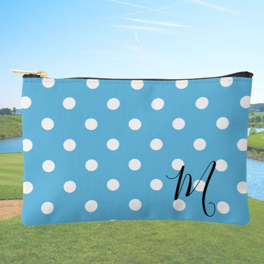 Classic Blue Polka Dots Pattern Makeup or Etui