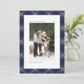 Classic Blue Pset Pattern Merry-kerstfoto (Staand voorkant)
