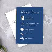 Classic Blue QR Code Wedding Details Card Informatiekaartje