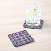 Classic Blue Red Plaid Pattern Bier Onderzetter (Rechterzijde)