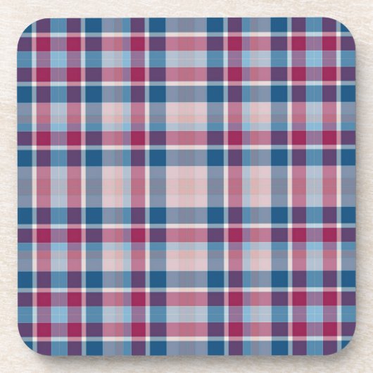 Classic Blue Red Plaid Pattern Bier Onderzetter (Voorkant)