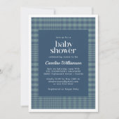 Classic Blue Retro Glen Pset Baby shower Kaart (Voorkant)