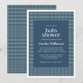 Classic Blue Retro Glen Pset Baby shower Kaart (Voorkant / Achterkant)