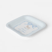 Classic Blue Rocking Horse Boy Baby shower Party Papieren Bordje (Gebogen)