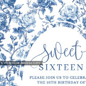 Classic Blue Roses Digital Download Sweet 16 Kaart