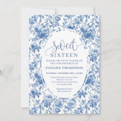 Classic Blue Roses Digital Download Sweet 16 Kaart (Voorkant)