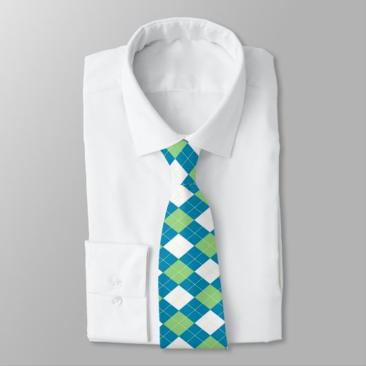 Classic Blue Seagreen Argyle Diamond Mannen Stropdas (Gebonden)