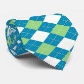 Classic Blue Seagreen Argyle Diamond Mannen Stropdas (Opgerold)